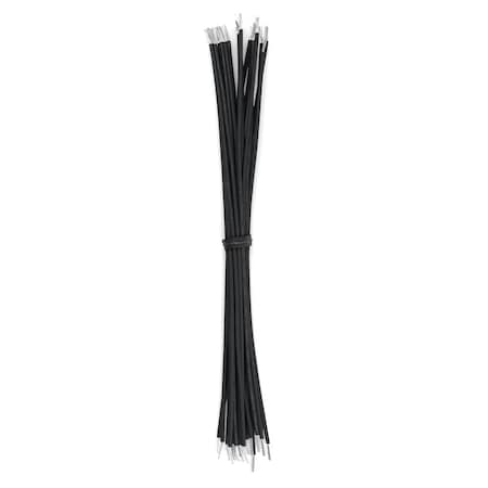 Cut And Stripped Wire, 26 AWG PTFE, Stranded, Black 9in Leads, 50PK